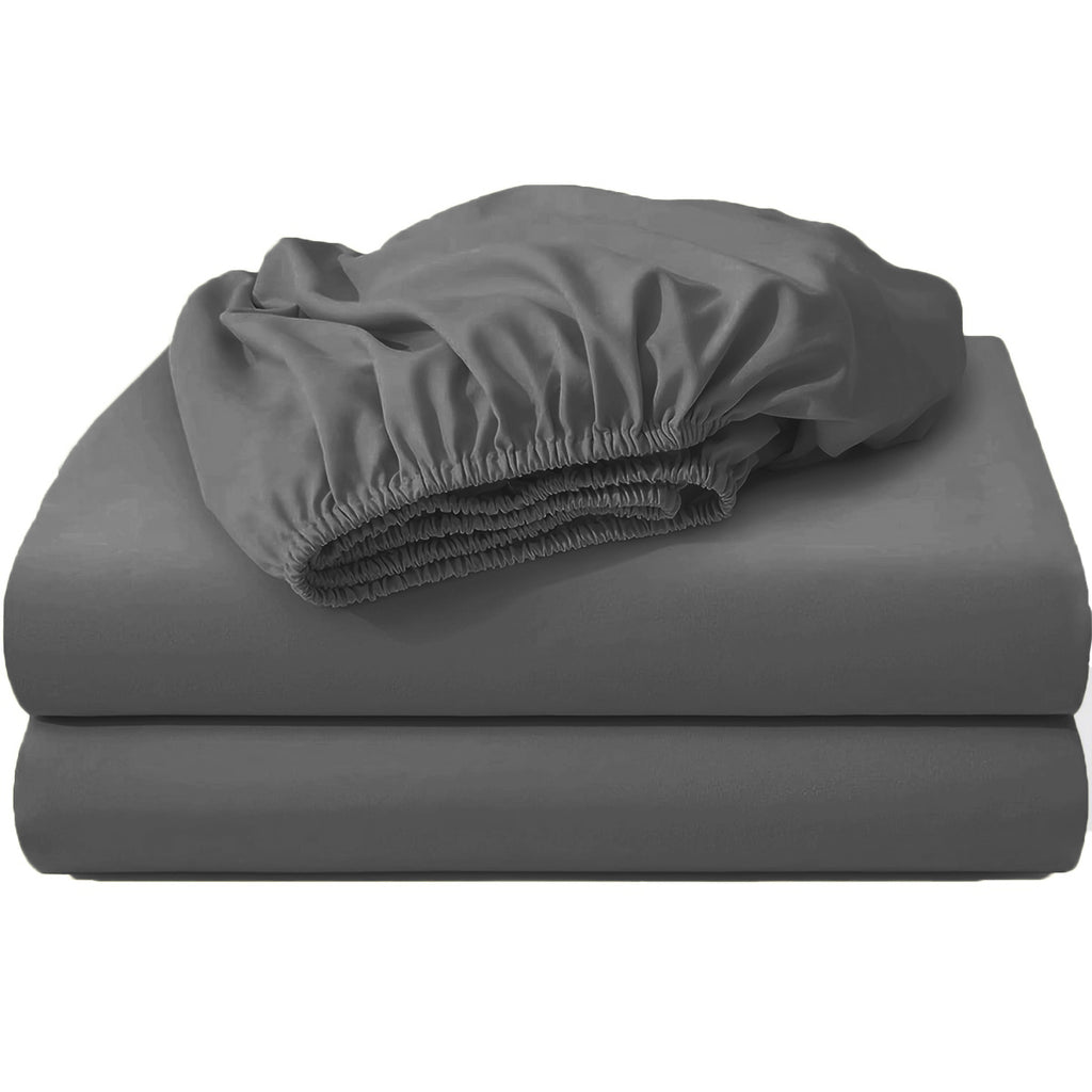 LeBonsoir Drap-housse 160 x 200 cm, hauteur de poche 30 cm, 100 % coton, bords élastiques anti-effilochage - Gris foncé