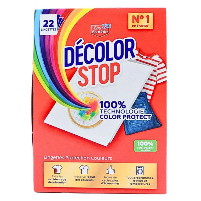 Décolor Stop Feuilles anti-transfert de couleur, fibres 100 % végétales, 22 feuilles