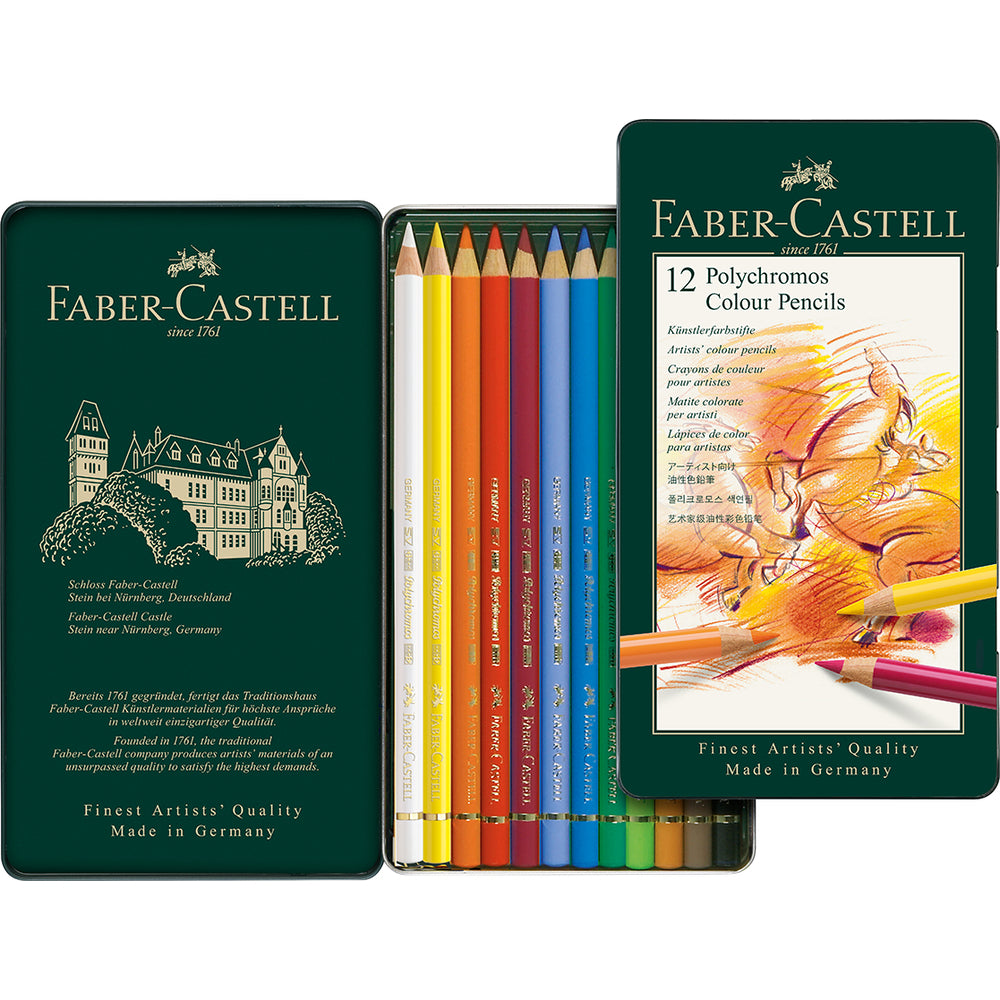 Faber-Castell Polychromos Lot de 12 crayons de couleur pour artistes