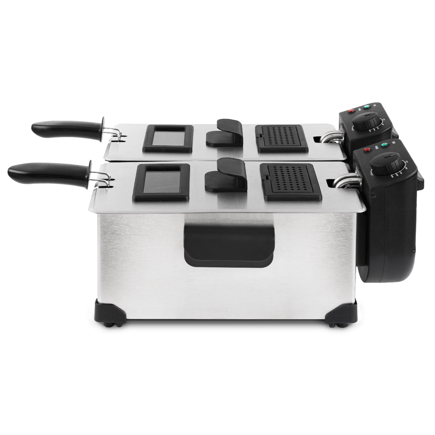 H.KOENIG DFX600 Friteuse double bac 2x3L - 3600W - 2 thermostats indépendants - Paniers amovibles - Filtres anti-odeurs - Acier