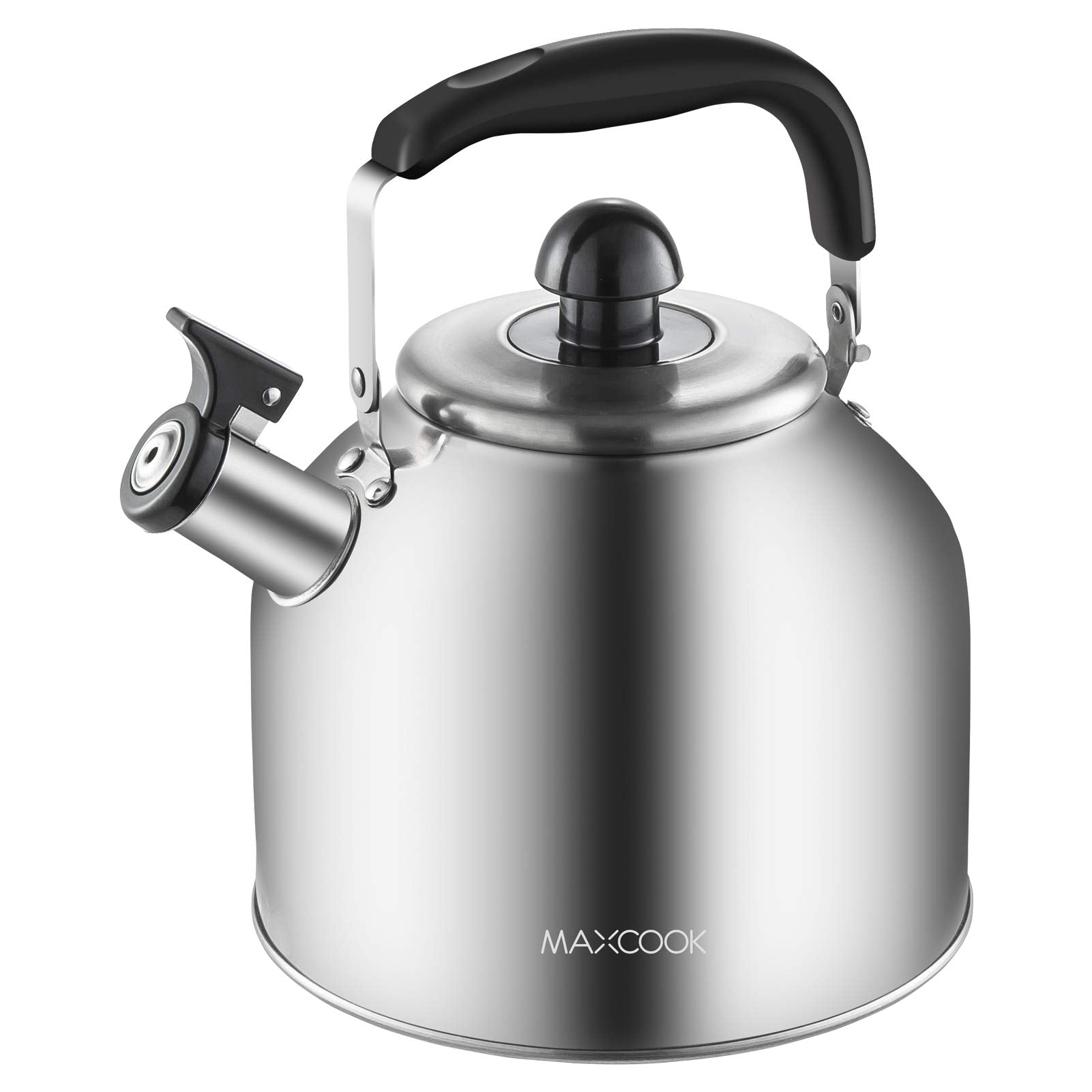 Maxcook Bouilloire à thé à sifflet en acier inoxydable 304, 4 L, finition satinée brossée, convient pour l'eau bouillante et le thé, compatible avec plaques à induction et cuisinières à gaz, MCH287