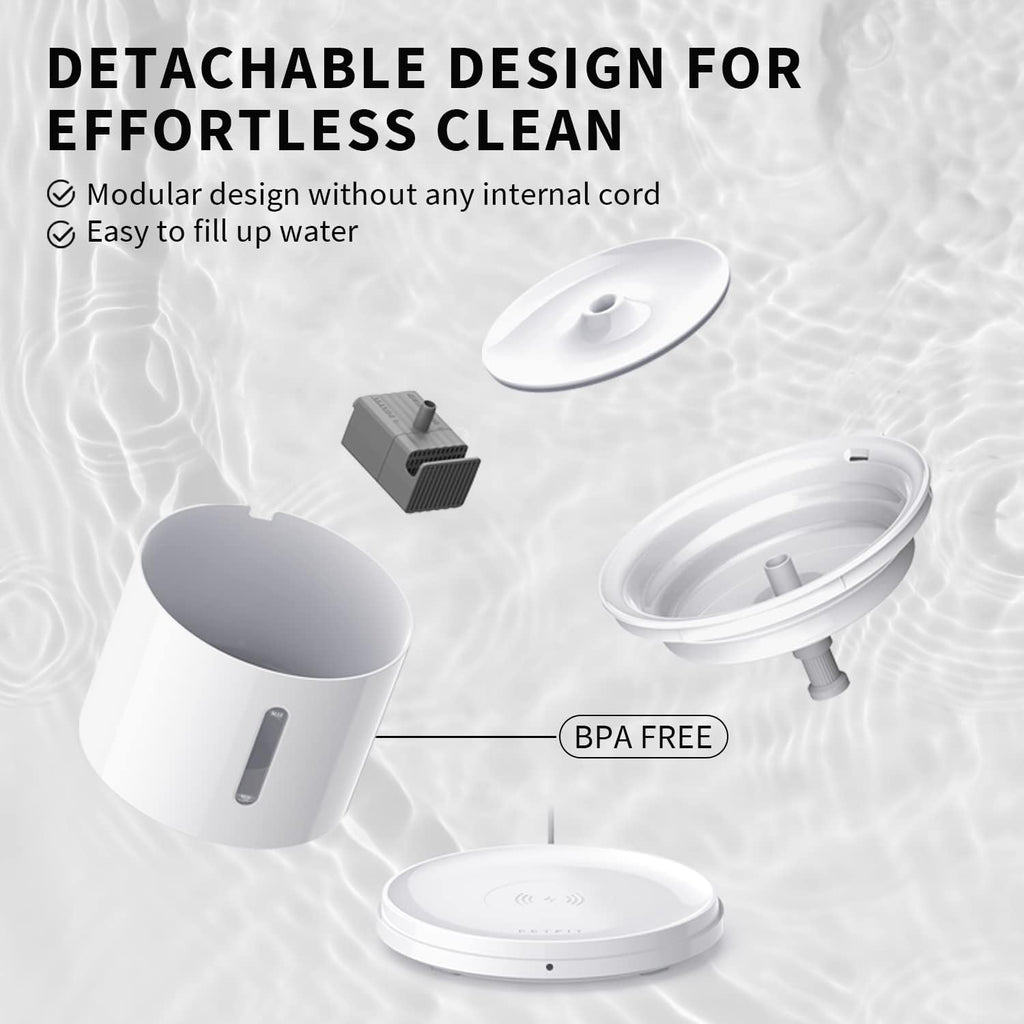 PETKIT Eversweet Solo 2 Distributeur d'eau intelligent pour animaux 2 L Triple filtration Pompe ultra-silencieuse 25 dB 3 modes Contrôle par application pour chats et chiens