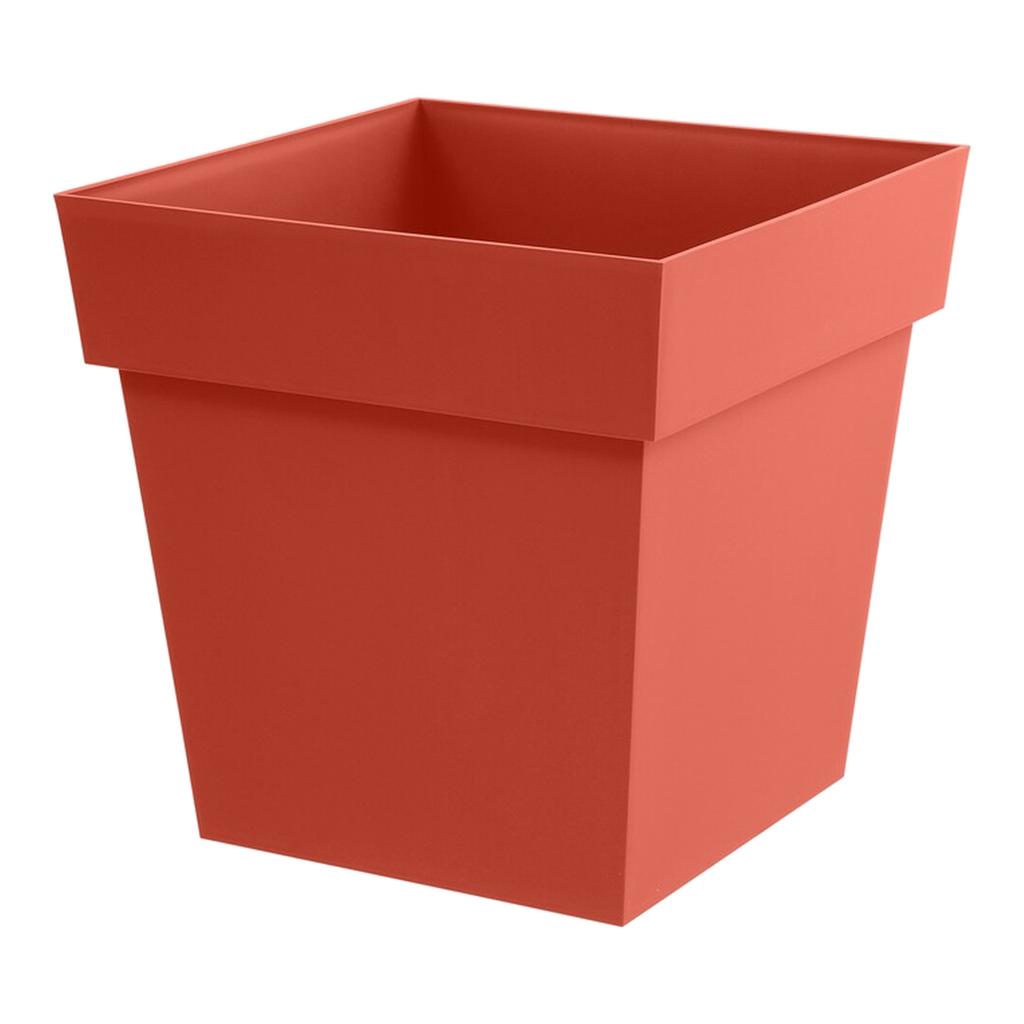 EDA Pot de culture carré, orange terre battue, dimensions : 39 x 39 x 39 cm, volume : 38 L