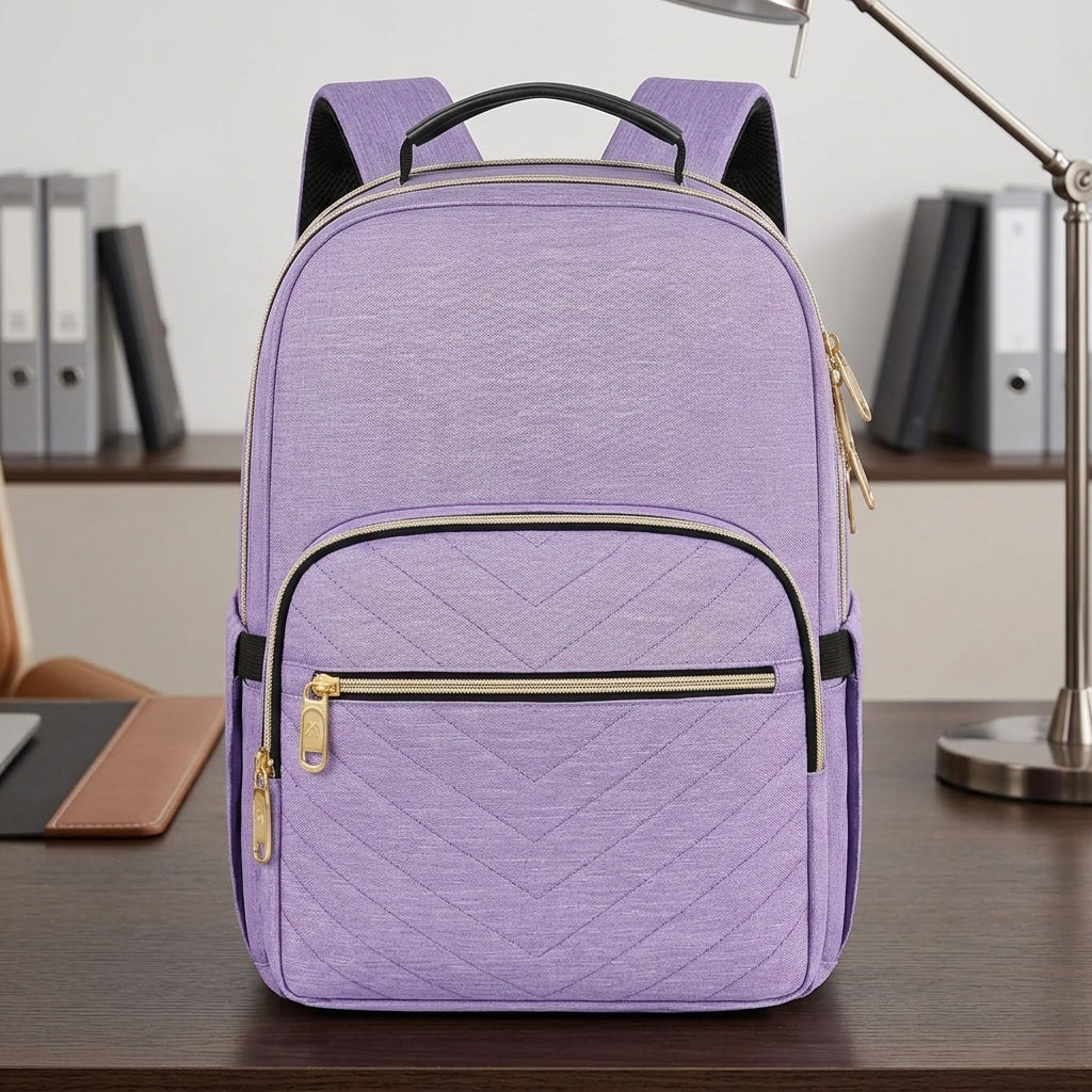Sac à dos ordinateur portable pour femmes, sac à dos scolaire 15,6 pouces léger pour voyage travail avec port de charge USB, imperméable, antivol