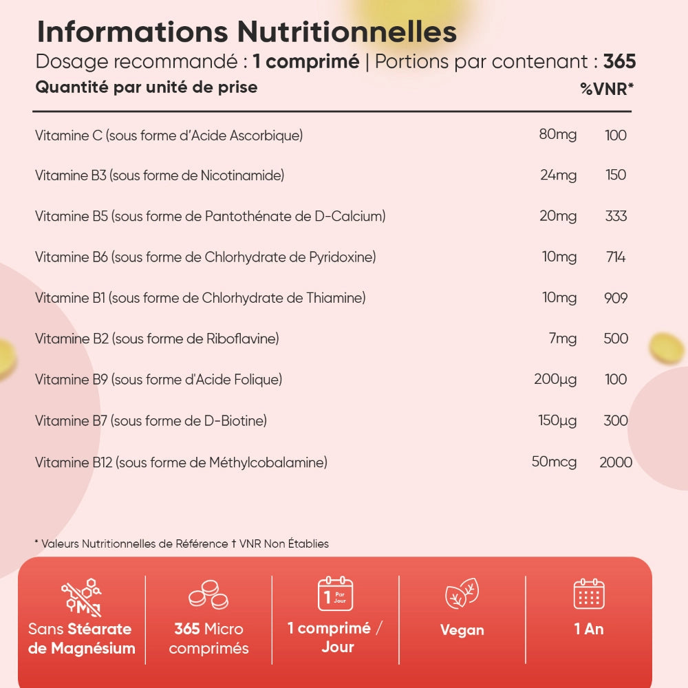 WeightWorld Complexe de vitamines B - 365 comprimés
