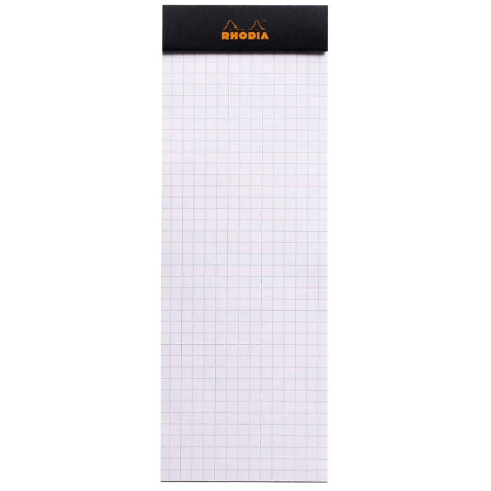 CLAIREFONTAINE Bloc agrafé Rhodia BLACK N°8 7,4x21 cm 80 feuillets petits carreaux 5x5 80 g