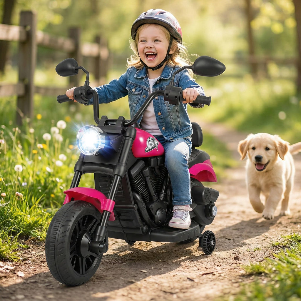 Moto électrique 6 V pour enfants, avec batterie rechargeable, moteur puissant, roues amovibles, démarrage à une touche, convient aux enfants de 3 ans et plus - Rose