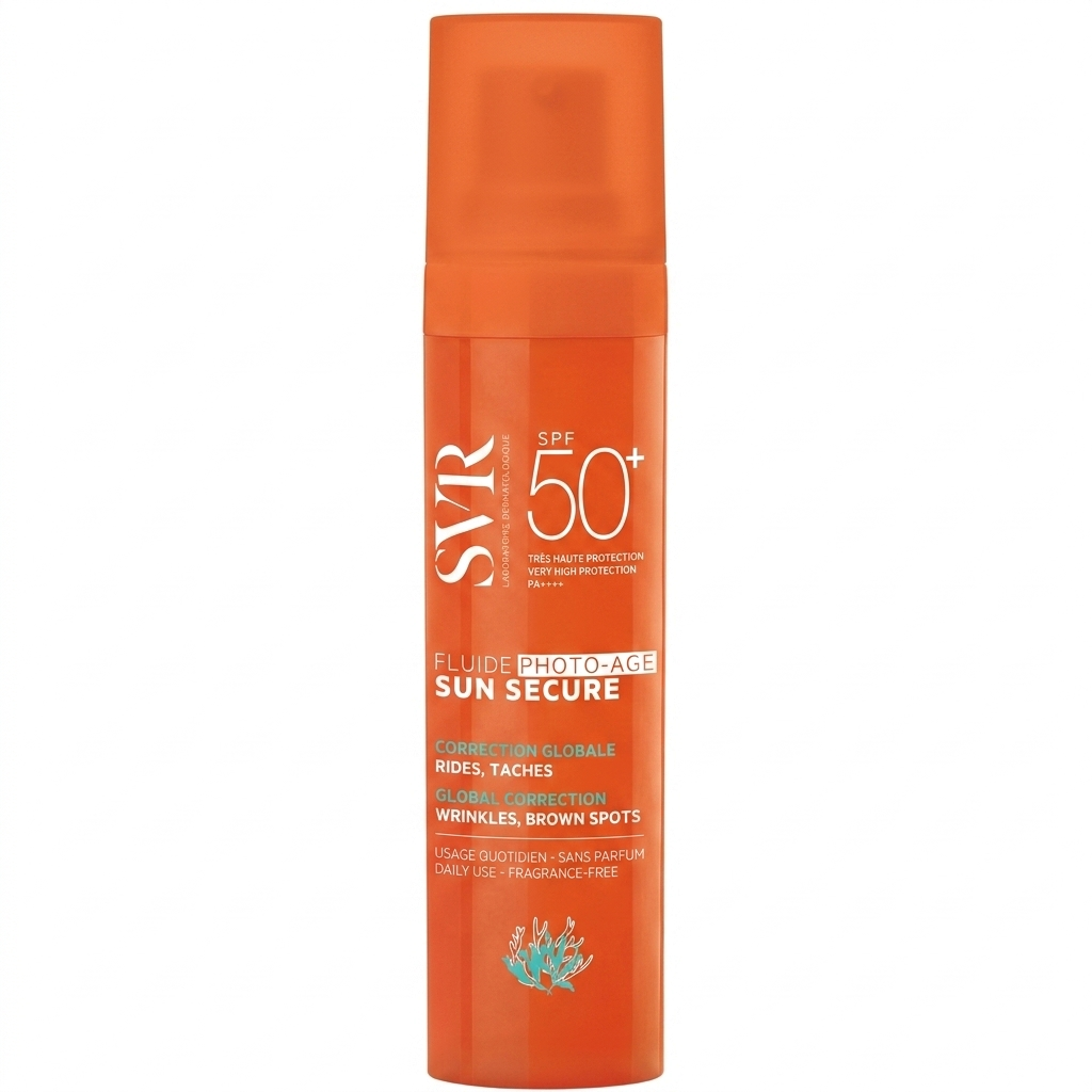 SVR Sun Secure Photo-Age Fluide solaire anti-âge invisible SPF 50+ - Haute protection UVA, UVB, infrarouge et lumière visible - Peaux sensibles - Niacinamide et vitamine E - 40 ml