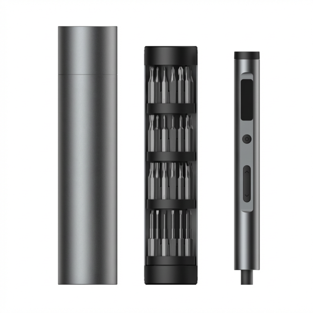 EasyWox Jeu de mini tournevis électrique 62-en-1, Cadeau pour la fête des Pères, Couple de serrage à affichage numérique, Batterie au lithium rechargeable de 500 mAh