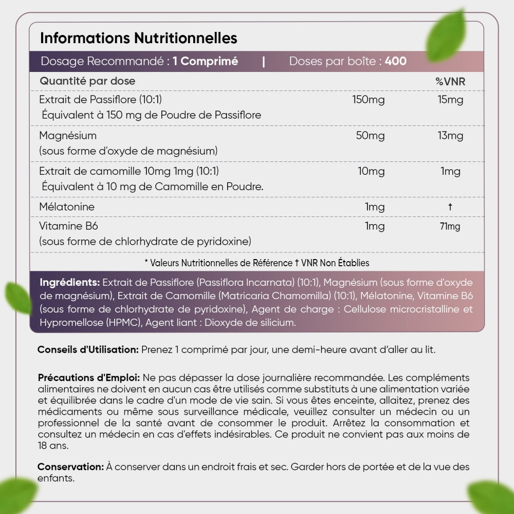 WeightWorld Complexe de mélatonine 1 mg 400 comprimés
