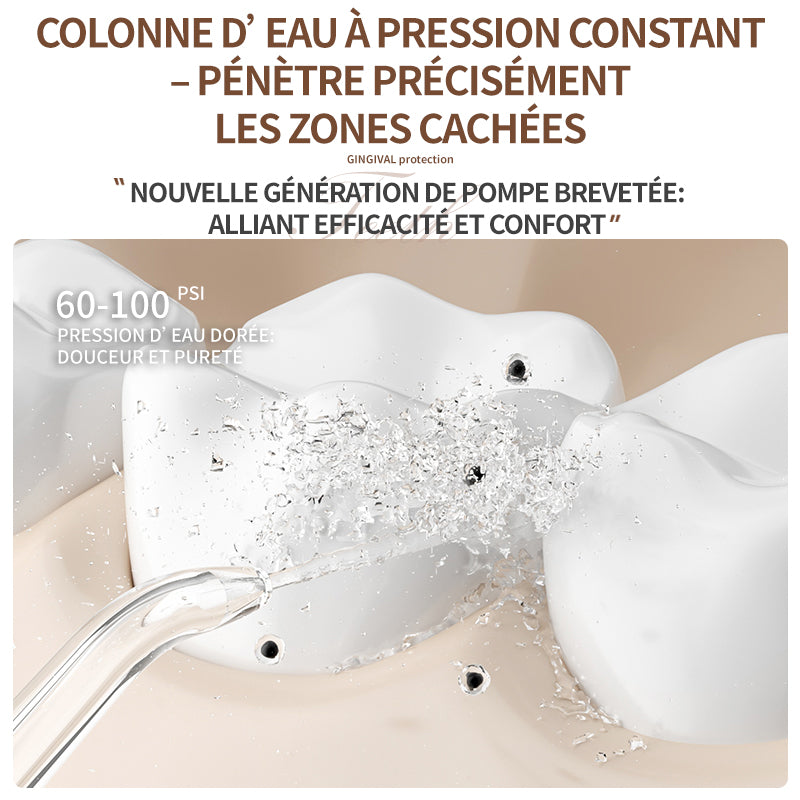 Rushi R-B31 Hydropulseur dentaire électrique, réservoir d’eau 280 ml, batterie 1200 mAh - Blanc