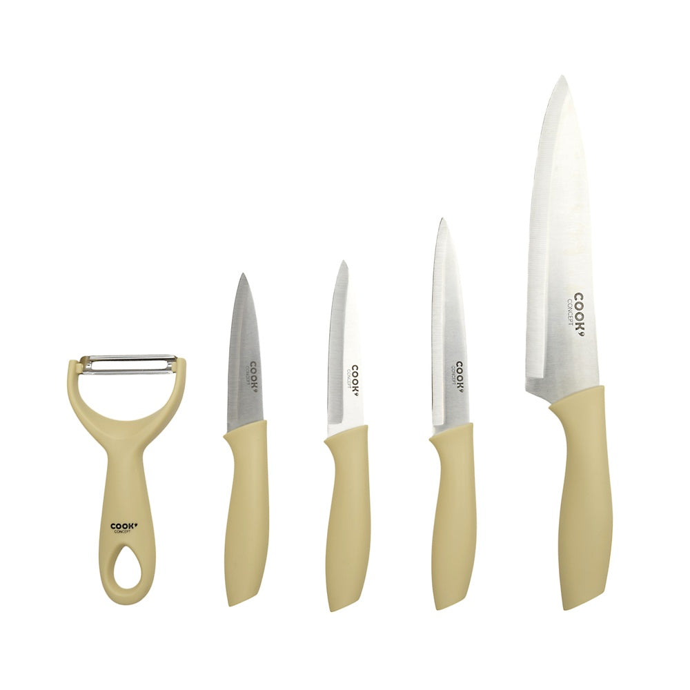 COOK CONCEPT Lot de 4 couteaux et un économe à manche en fibre BLE M6