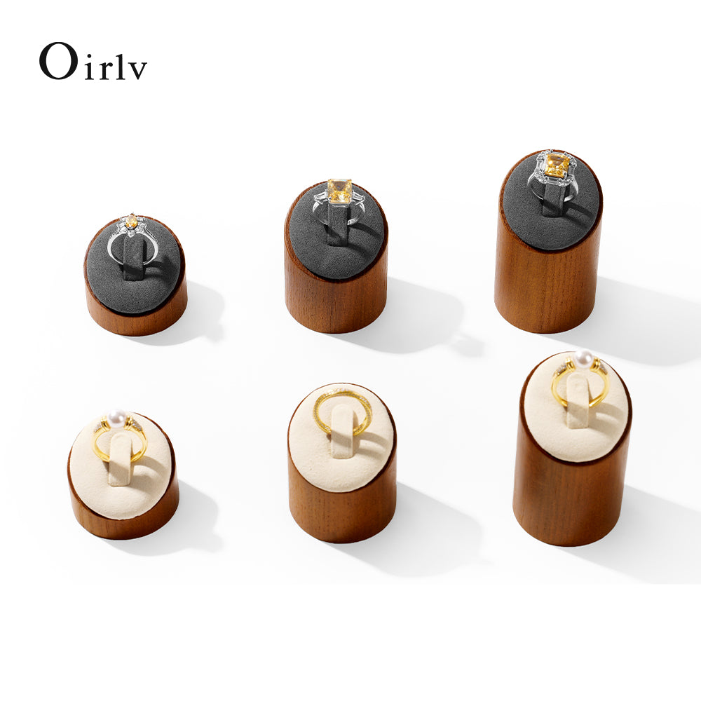 Oirlv Présentoir à bagues en bois 3 pièces | Porte-bagues cylindrique organisateur de bijoux pour commerce et maison