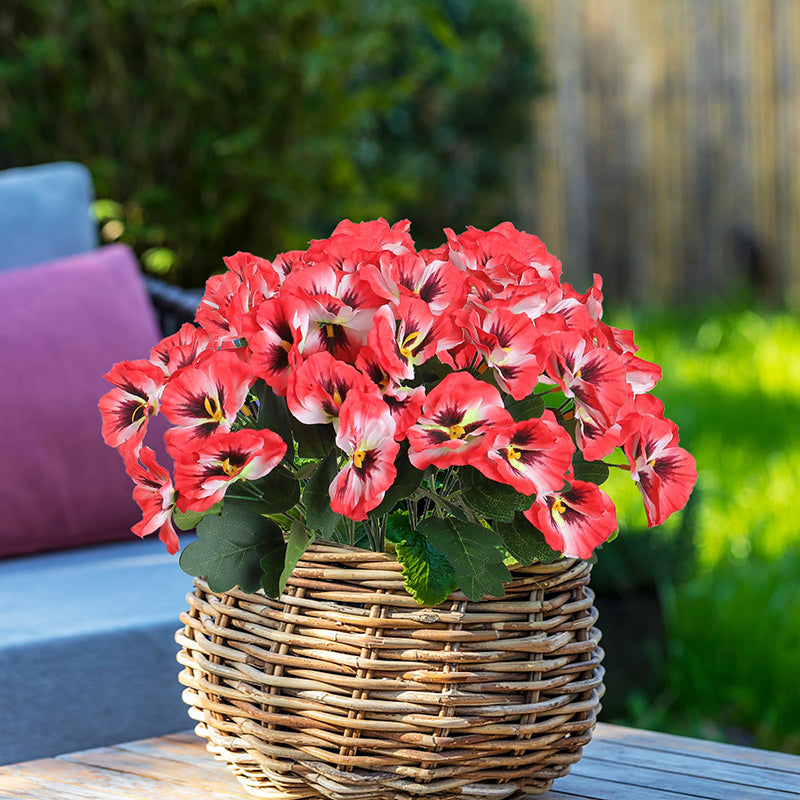 Yuejia Bouquet de 4 fleurs artificielles pensées 28 cm - Rouge