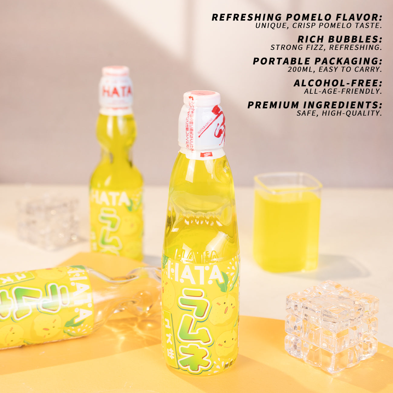 HATA KOSEN Boisson gazeuse Ramune saveur yuzu - 200 ml