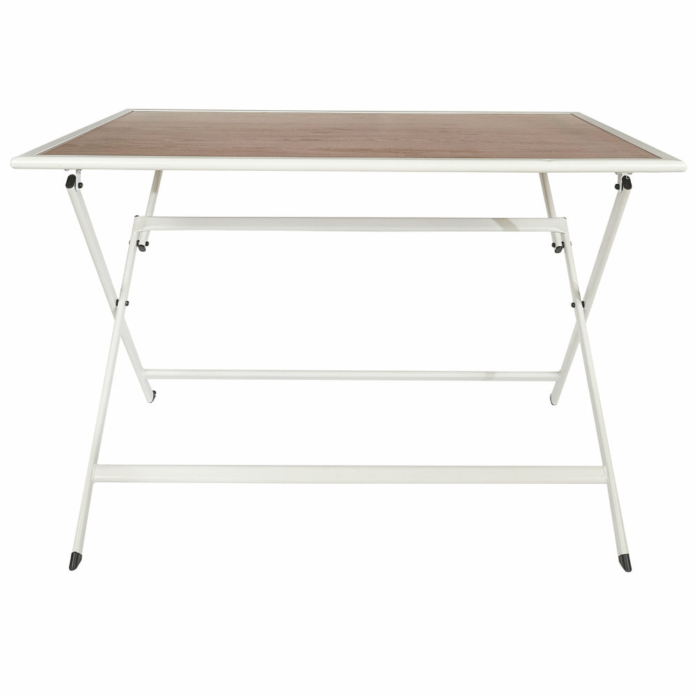 HOME DECO FACTORY Table en métal blanc effet bois Barcelone 110 x 70 m2
