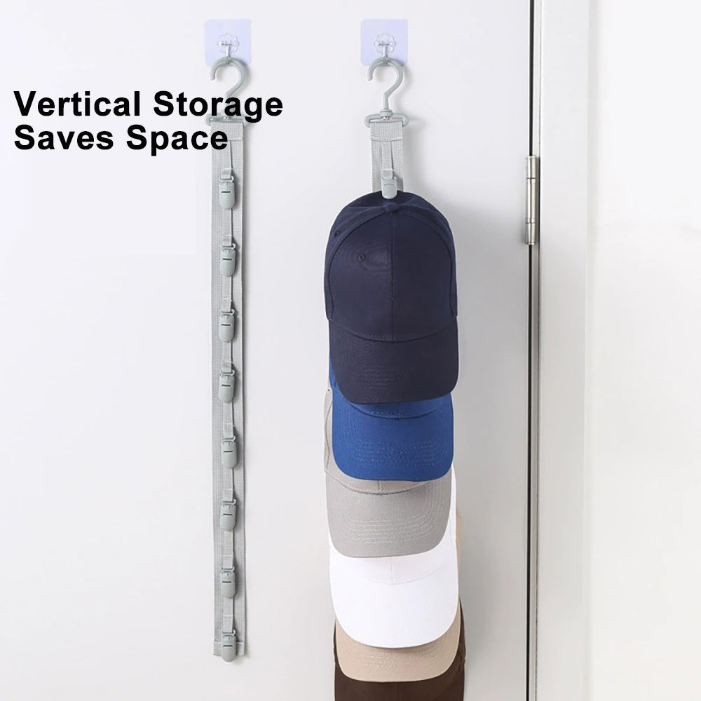 Organisateur de Casquettes avec Pinces pour Placard, Support de Chapeaux Pratique, Range jusqu’à 8 Casquettes