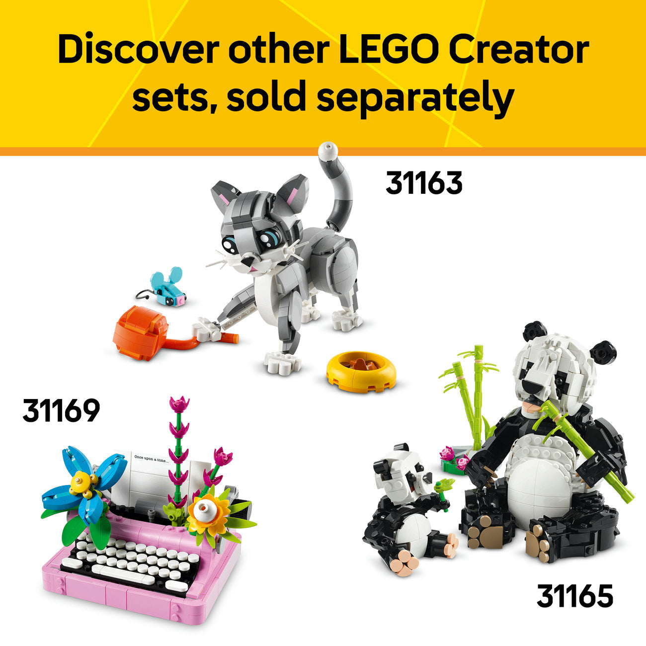 LEGO Creator 3 en 1 Ensemble de Construction Animaux Sauvages 31170 – Flamant Rose, Perruche Rose, Axolotl Rose (288 Pièces)
