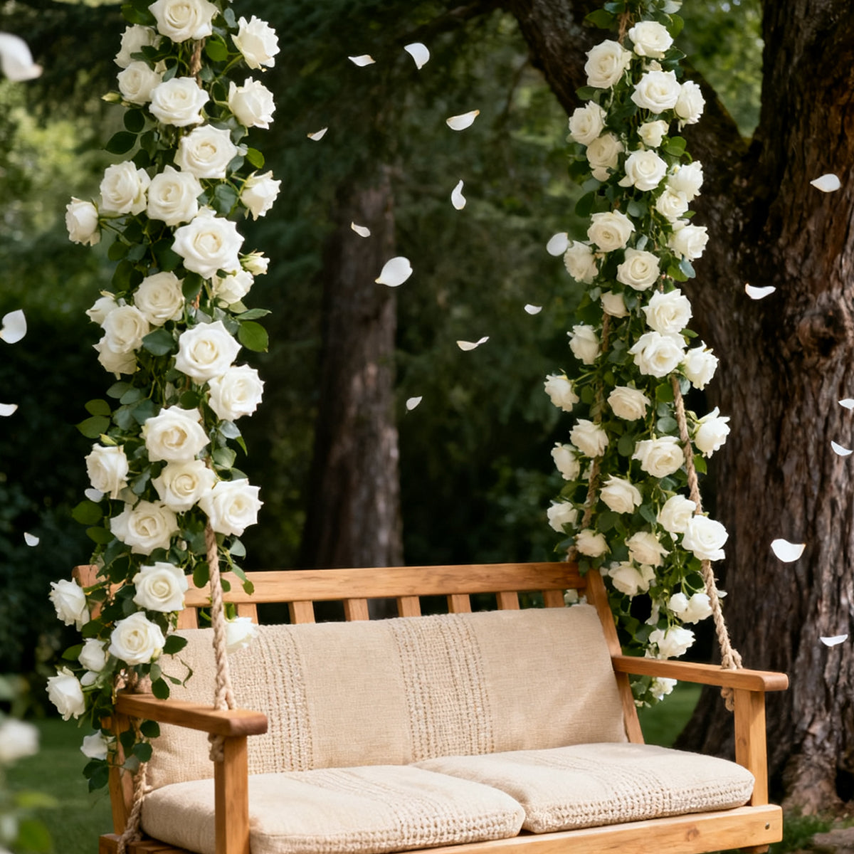 Wei's moment 3 pièces (2 mètres) Guirlande de fleurs artificielles, Guirlande de roses décorative, Mariage, Fleurs artificielles blanches, Guirlande, Guirlande de pivoines