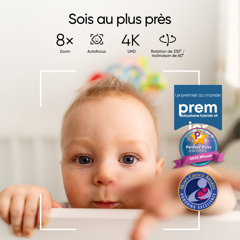 eufy Babyphone vidéo E21 avec caméra, 4K UHD, écran 5 pouces (720p), mode Wi‑Fi hybride, contrôle via application et appareil, fonction panoramique/inclinable, zoom 8x, caméra portable avec batterie