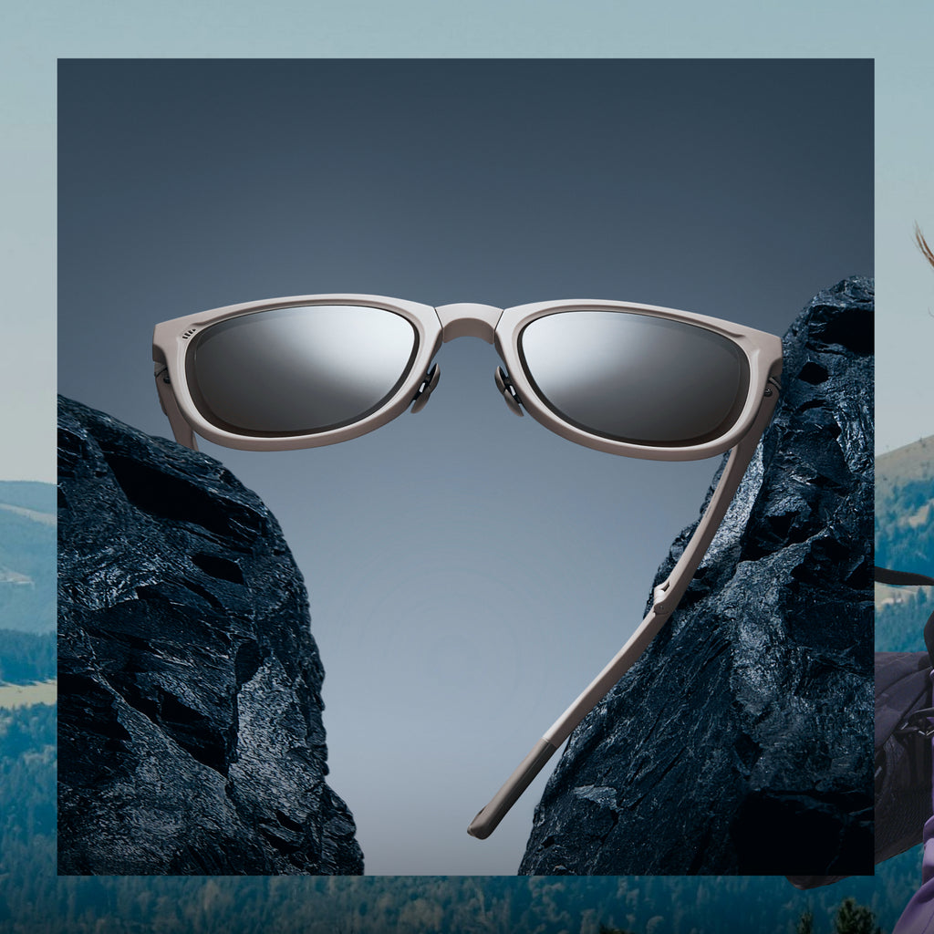 Beneunder Lunettes de soleil pliantes à monture Boston FD01h - Monture en blanc roche mat + Verres bruns - F (Taille unique)