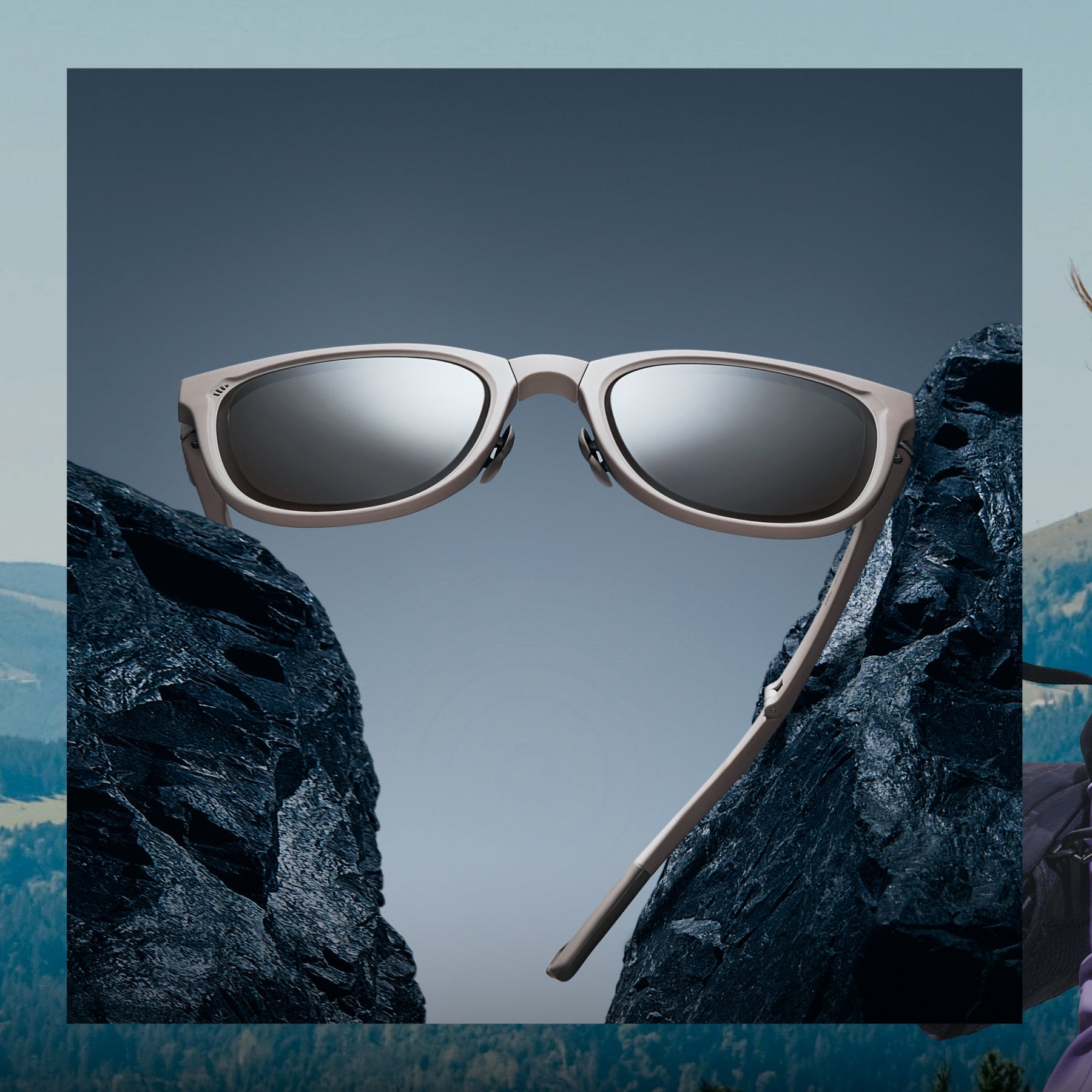 Beneunder Lunettes de soleil pliantes à monture Boston FD01h - Monture en blanc roche mat + Verres bruns - F (Taille unique)