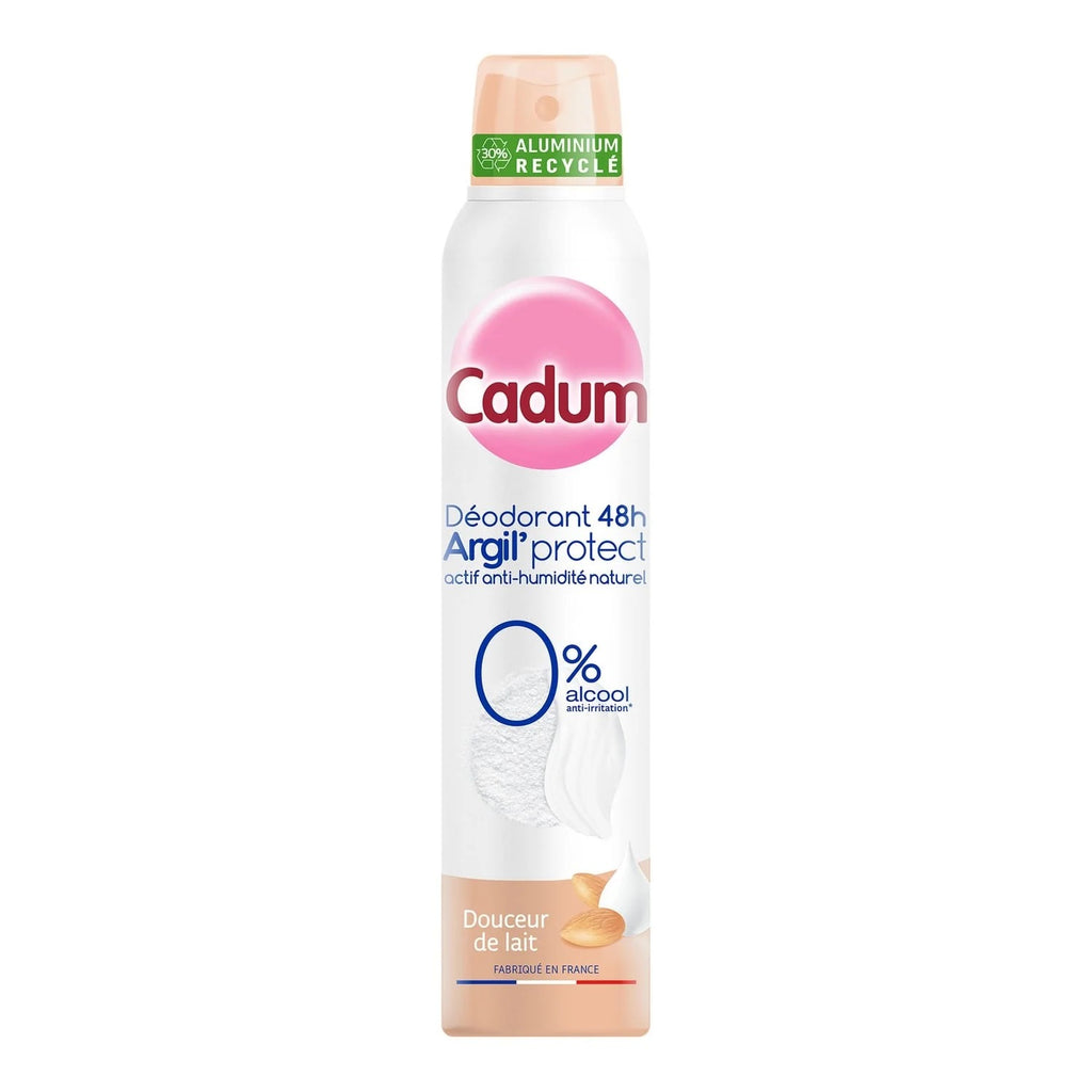 Cadum Argil'Protect 48 h Déodorant Spray, Douceur Lactée & Fraîcheur Intense, 0 % d'Alcool, 200 ml