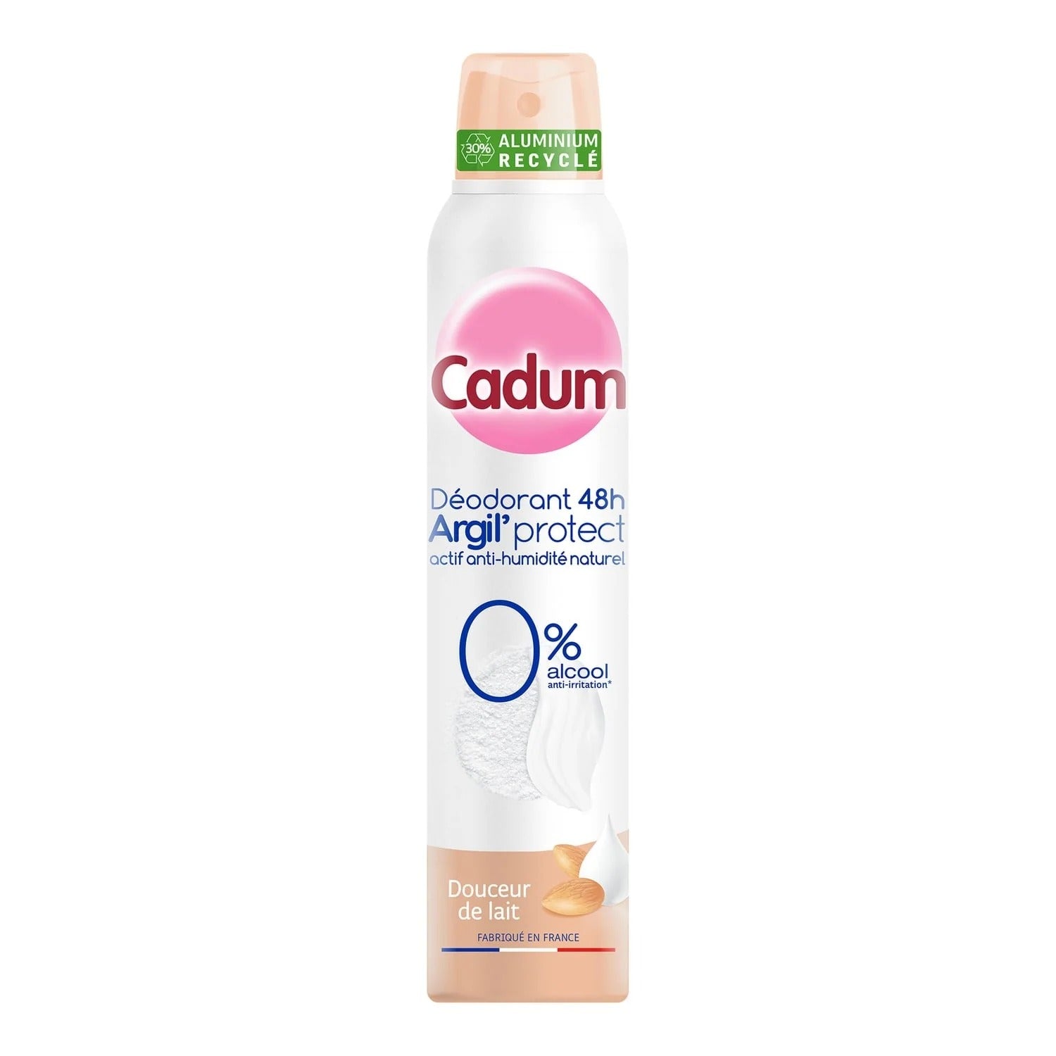 Cadum Argil'Protect 48 h Déodorant Spray, Douceur Lactée & Fraîcheur Intense, 0 % d'Alcool, 200 ml