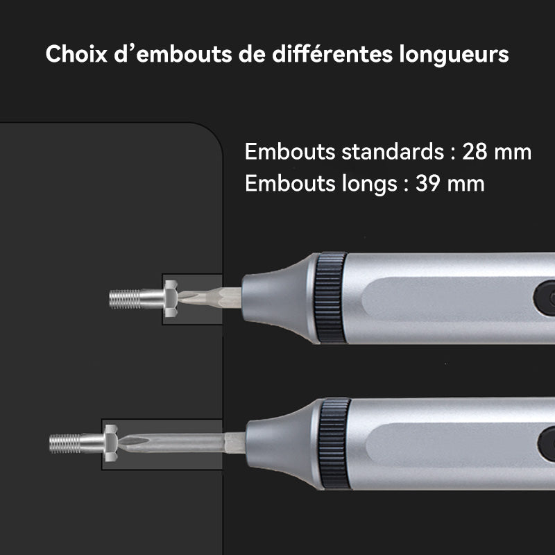 EasyWox Kit de tournevis électrique numérique avec batterie au lithium 350 mAh, 48 embouts, temps de charge 90 min, couple 0,3 Nm électrique / 3,5 Nm manuel et poignée en aluminium