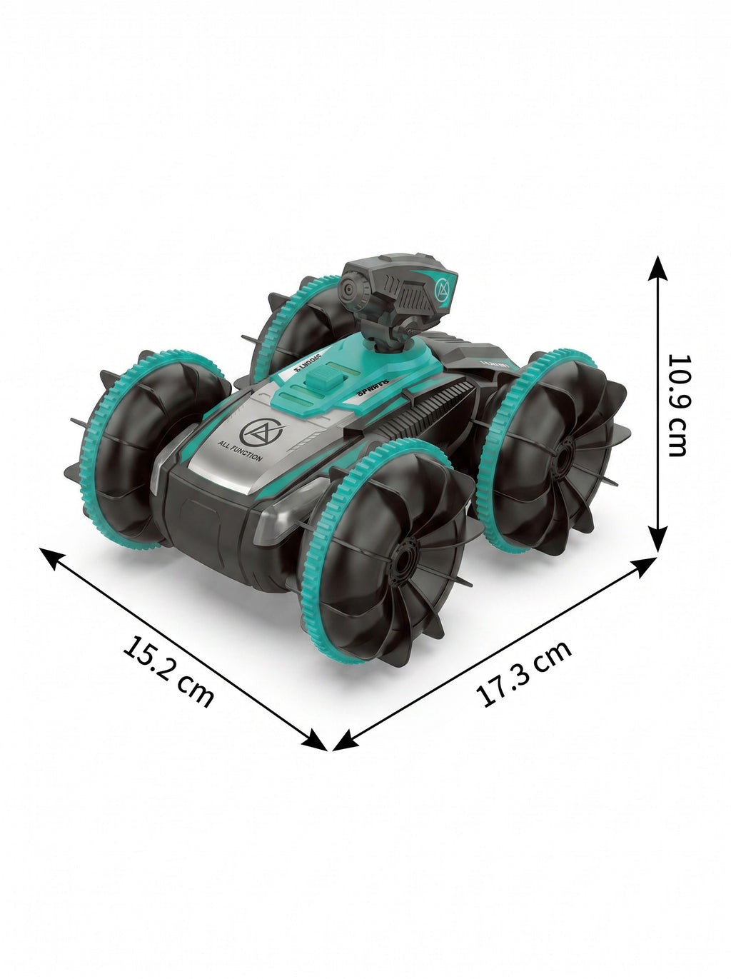 Tank RC amphibie à double commande gestuelle, voiture de cascade étanche sur terre et sur l'eau, jouet LED à tirer de l'eau et rotation à 360° pour enfants 8+, un seul modèle en vert