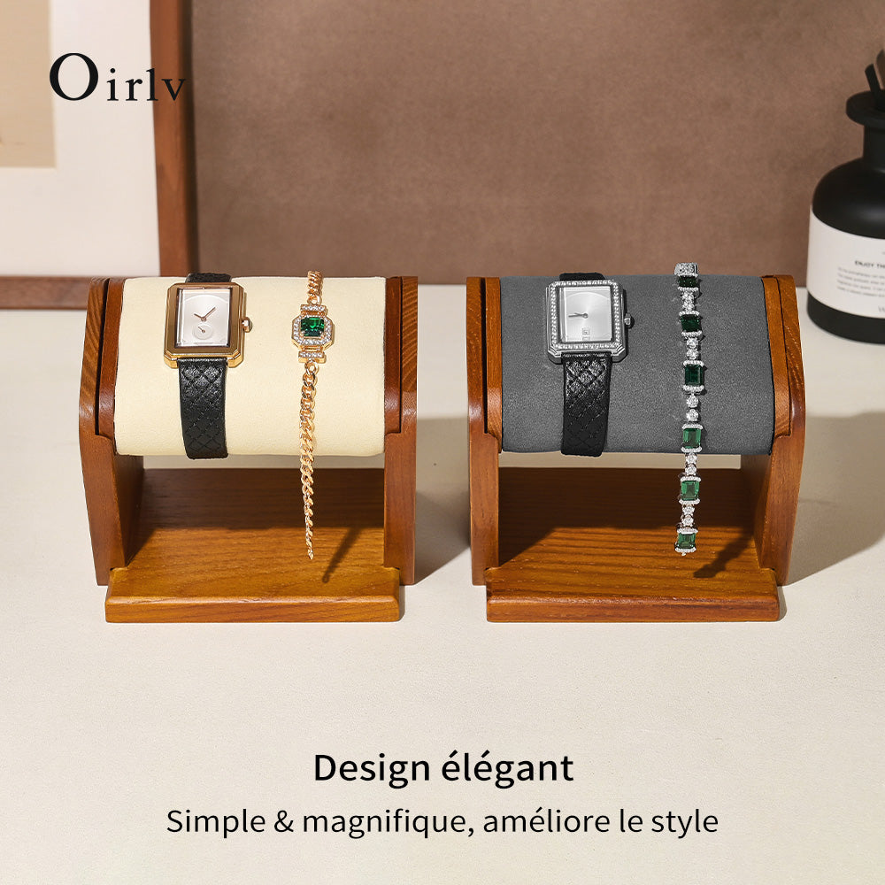 Oirlv Supporteur de montre en bois, présentoir et organisateur de rangement pour bijoux et montres, pour vitrine