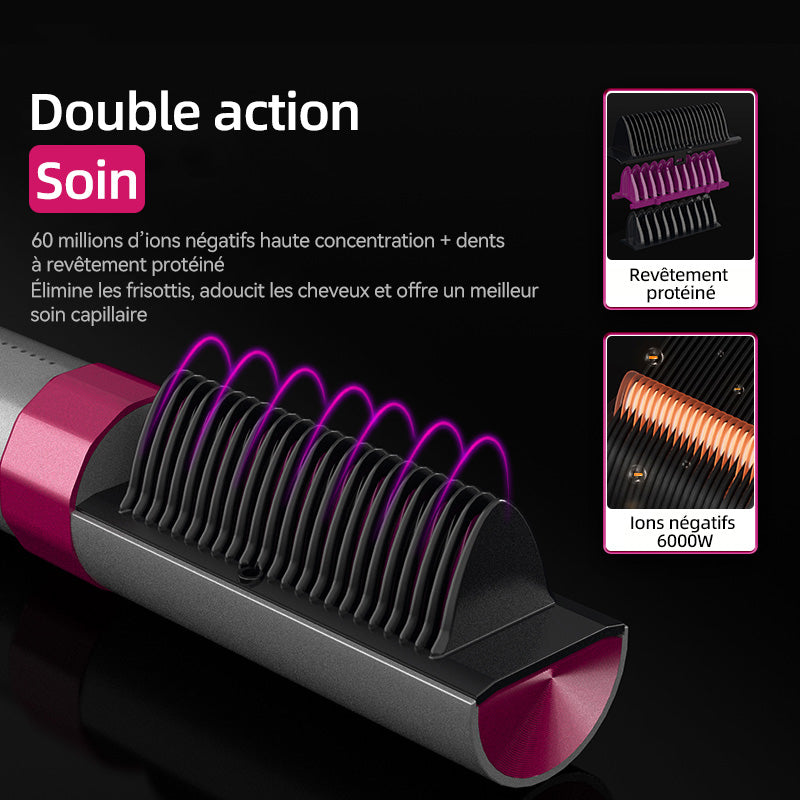 Sunluxy KD382 Brosse lissante ionique Soin capillaire 60 millions d’ions négatifs Plaque en céramique PTC Chauffage rapide 6 réglages de température Batterie au lithium sans fil portable Outil de coiffage maison