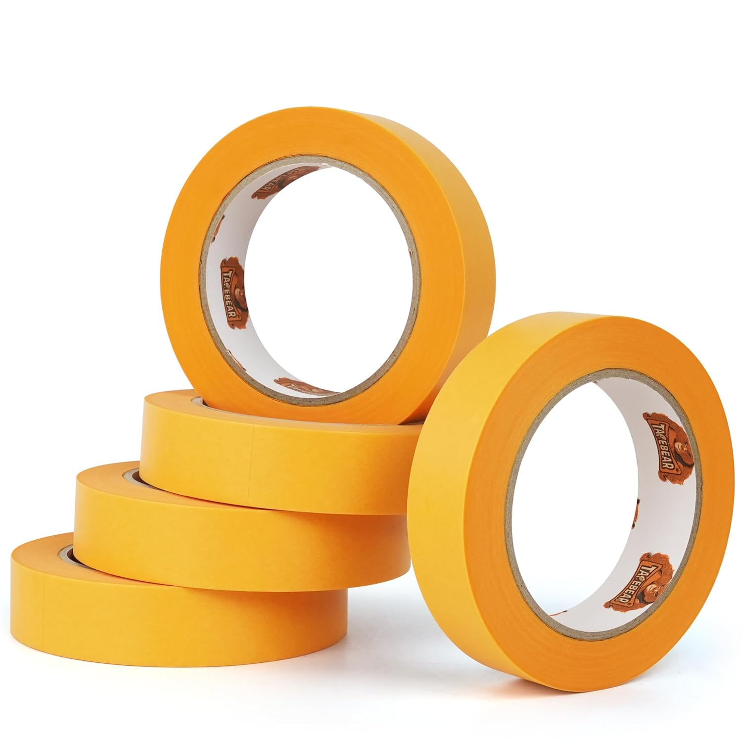 TAPEBEAR Ruban de masquage pour peintre Or 25 mm x 50 m, 5 rouleaux - Ruban de masquage en papier washi pour peinture intérieure et rénovations