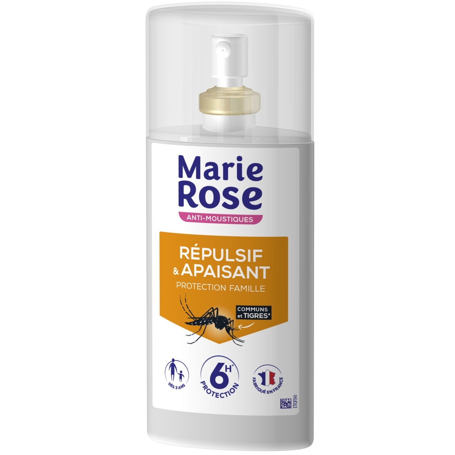 MARIE ROSE Spray répulsif anti-moustiques, Protection 6 heures, Formule IR3535, Apaisant, 100 ml
