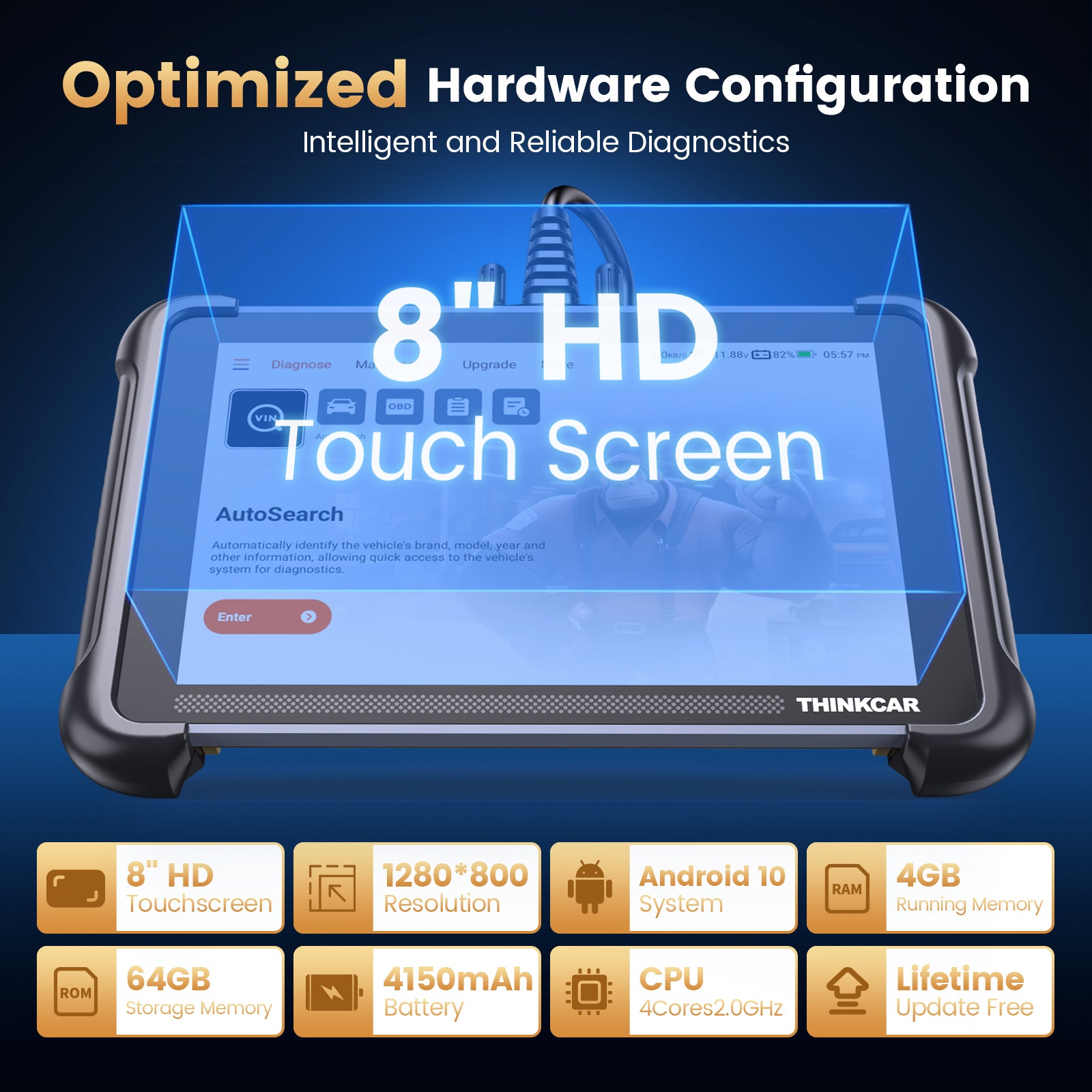 THINKCAR ThinkSCAN 689 Outil de diagnostic OBD2 pour voiture, avec 34 fonctions de remise à zéro et diagnostic complet des systèmes, lecteur de données pour tests actifs