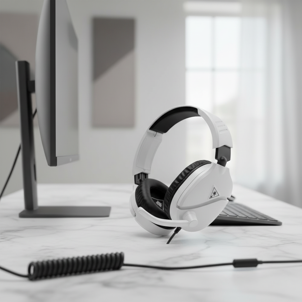 TURTLE BEACH Recon 70 Playstation Casque Gaming Filaire (Prise 3.5mm) - Micro Muet par Basculement - PC, PS5, Switch 2 & Xbox Series X|S - Blanc