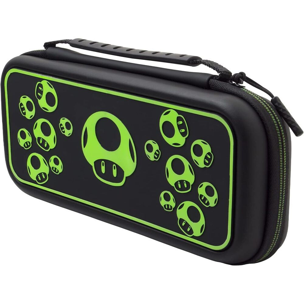 PDP Gaming 1-Up Coque de Protection Rigide pour Console Nintendo Switch, Switch Lite et OLED - Poches pour Accessoires - sous Licence Officielle - Design 3D Phosphorescent - Motif Phosphorescent