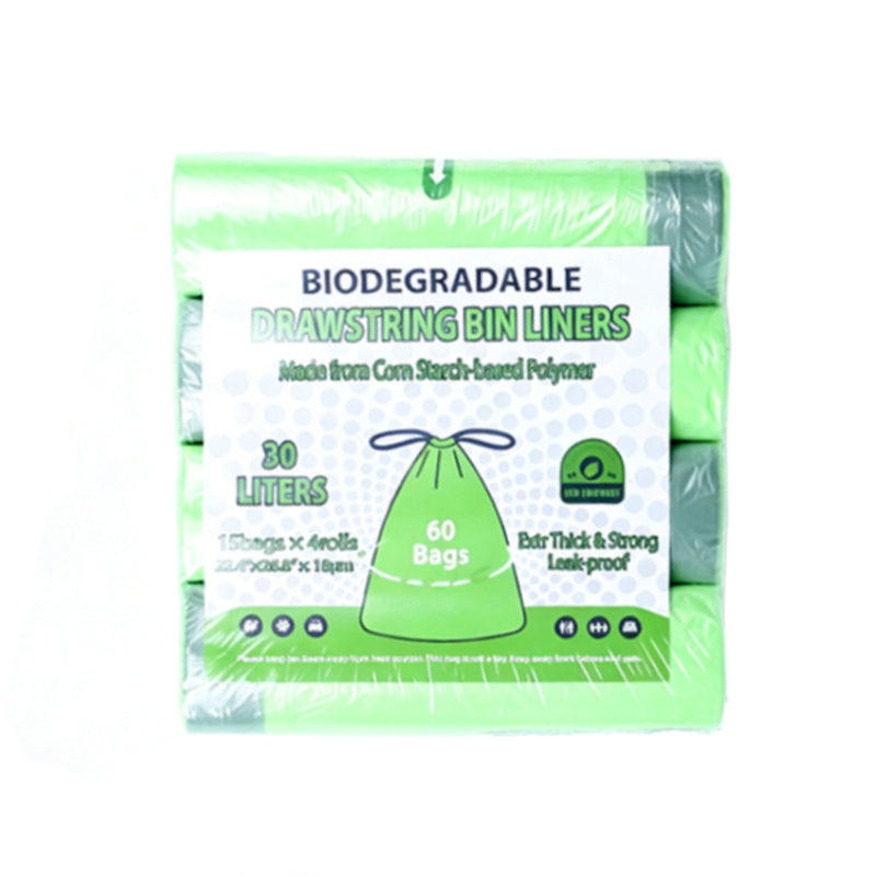JORDAN&JUDY Sacs poubelle biodégradables avec cordon de serrage, 30 L, conviennent pour le salon, la cuisine et la salle de bain, 120 pièces, vert