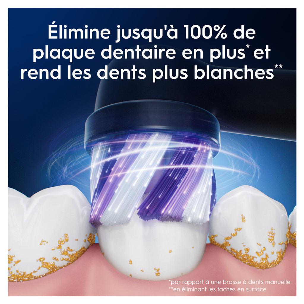 Oral-B iO Series Têtes de brosse de rechange rondes authentiques Noires adaptées aux gencives sensibles 3