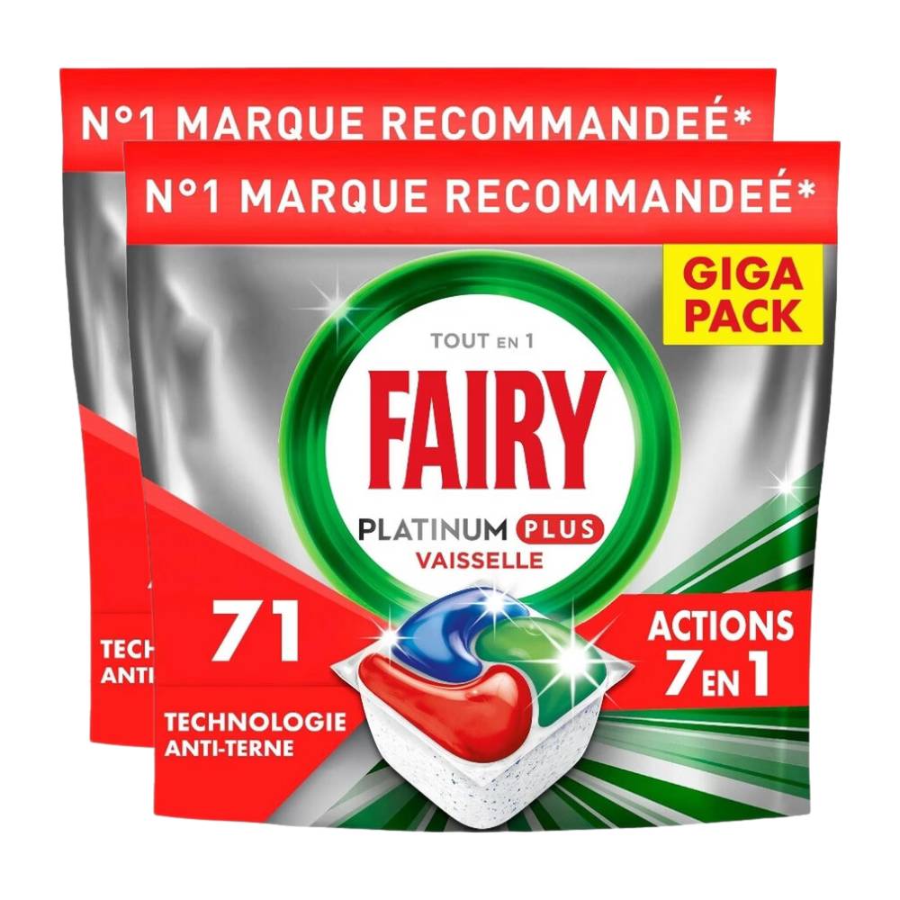 Fairy Capsules Lave-vaisselle Platinum+ Original 2 x X71 (= 142 Capsules)