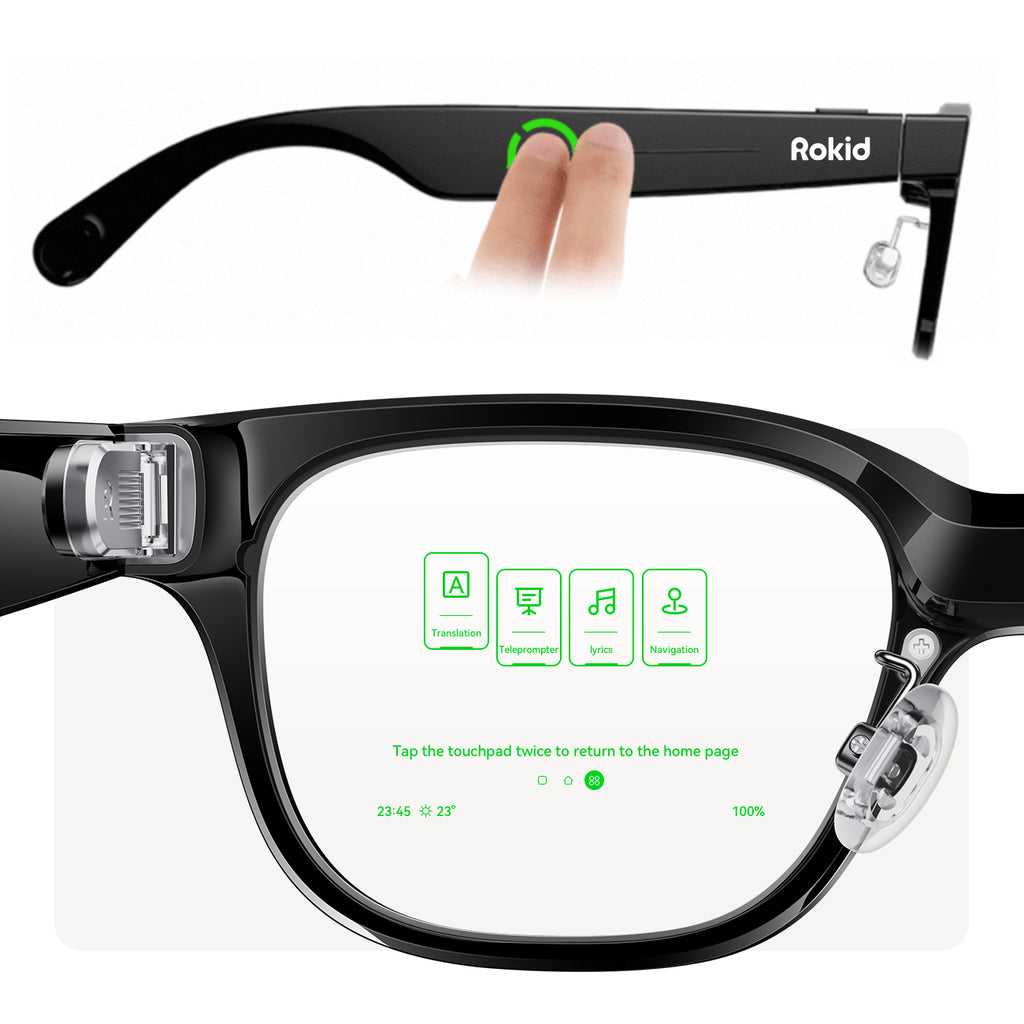 Lunettes Rokid (avec écran), lunettes intelligentes IA et RA, premières lunettes IA avec prise en charge de ChatGPT et Gemini, ultra-légères 49 g, traduction et navigation en temps réel, prise de notes lors des réunions