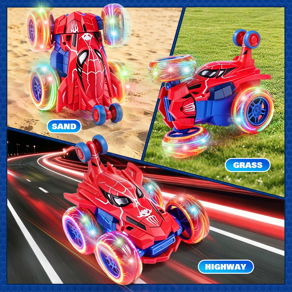 Jouet Voiture RC Spider, Voiture Télécommandée de Cascade 4WD Rechargeable Cool avec Des Loopings à 360° et Lumières Brillantes, Cadeau Jouet d'Extérieur Amusant pour Enfants de 4 à 12 Ans, Idéal pour Anniversaire ou Noël