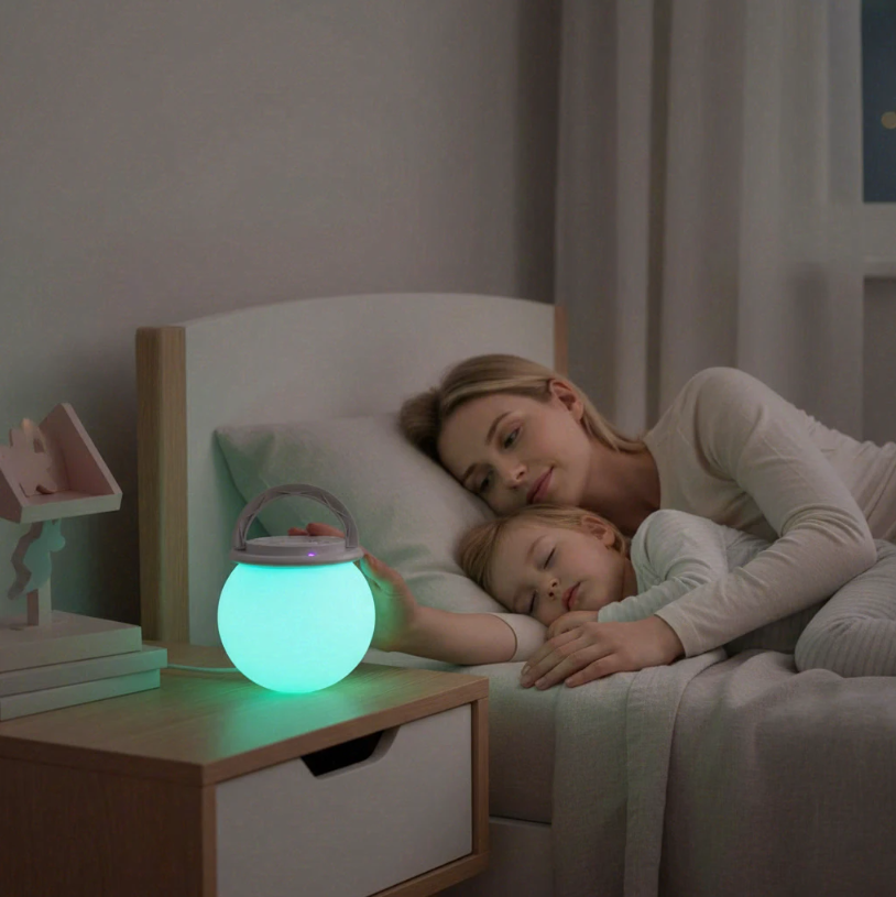 Lauvigo Veilleuse LED rechargeable avec minuterie, blanc chaud + 7 couleurs RGB, diminuabilité sans échelles, 0,9 W, 5 V-1 A, ABS + métal, pour chambre et chambre d'enfant