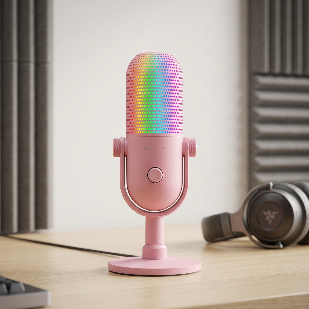 Razer Naga V3 Édition Quartz Rose USB Microphone de Bureau Capacitif
