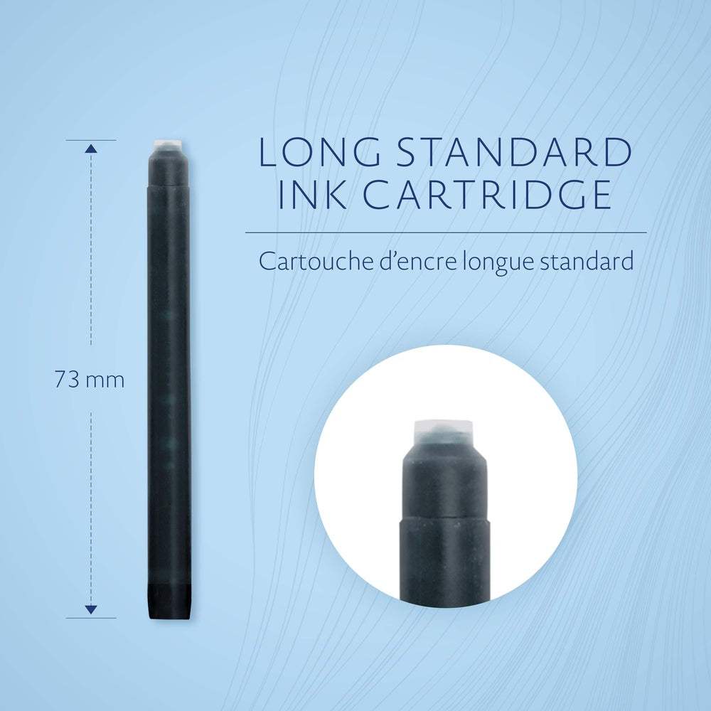 Waterman cartouches d’encre pour stylo plume | format long « standard » | couleur Noir Intense | boîte de 8