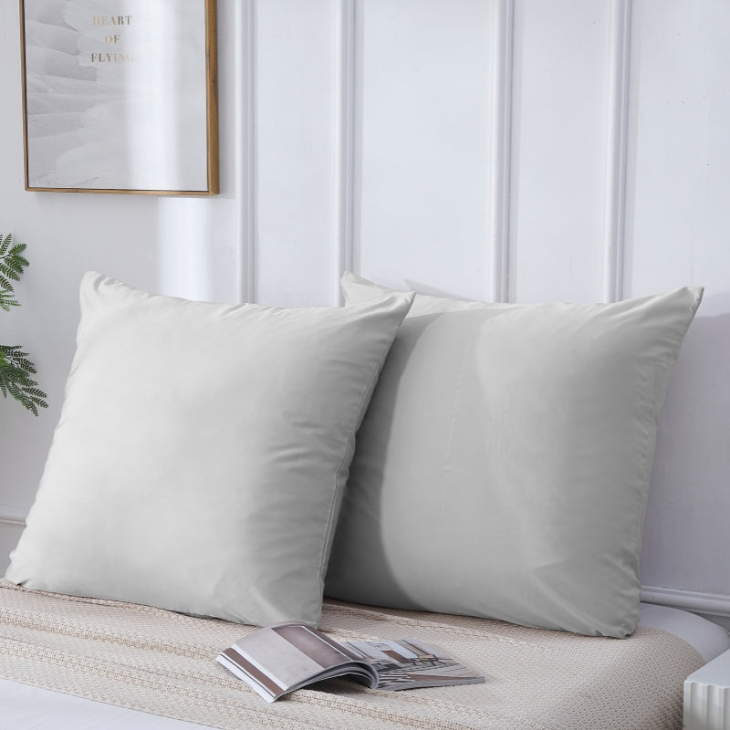 MEROPE, Taie d'oreiller en bambou, 80x80 cm, gris clair, lot de 2