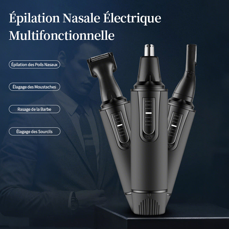 Sparoma Tondeuse poils nez et oreilles 3-en-1 pour hommes avec lumière LED, Têtes de tondeuse favoris et sourcils, Moteur 6500 tr/min, Entièrement étanche, À piles