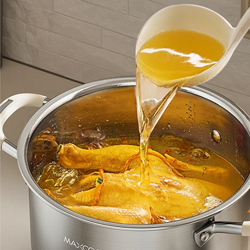 MAXCOOK Faitout tous feux 22 cm en acier inoxydable 304 avec couvercle en verre et poignées en silicone - 4,3 L