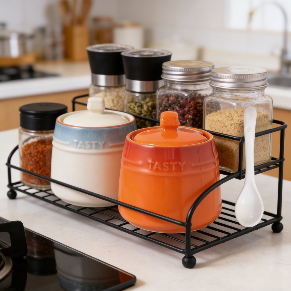 YumiPLUS Boîte en céramique avec couvercle et cuillère - lot de 1