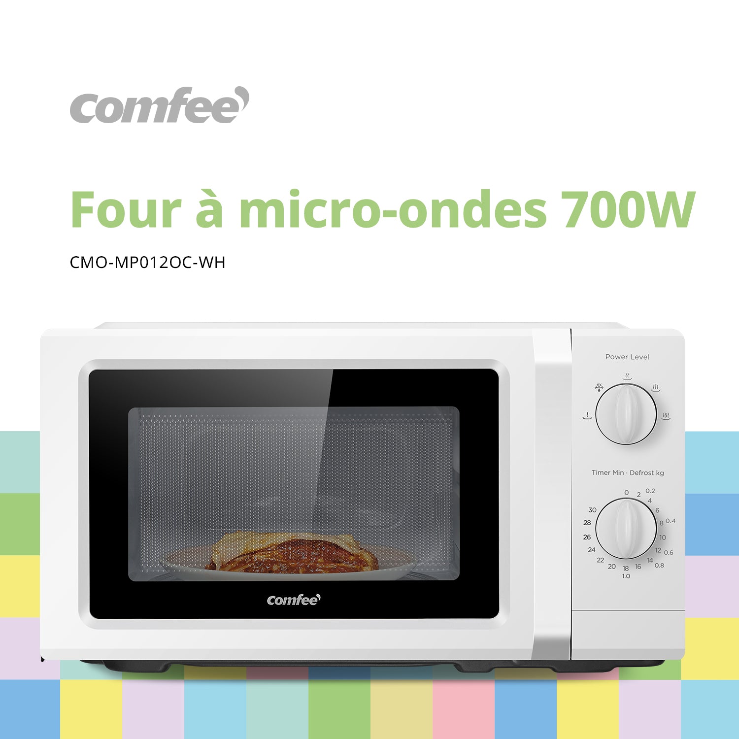COMFEE Micro-ondes Inverter CMO-MP012OC(WH), 700 W, 5 niveaux de puissance, fonction de dégivrage, minuteur 30 minutes, capacité 19 L, Blanc